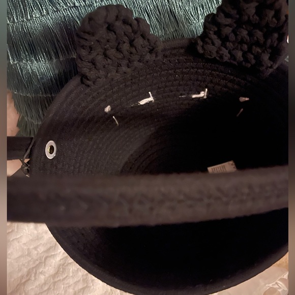 NEW Halloween Black Cat Trick or Treat Bag Bucket Woven Fabric & Crochet Ears - Picture 4 of 8